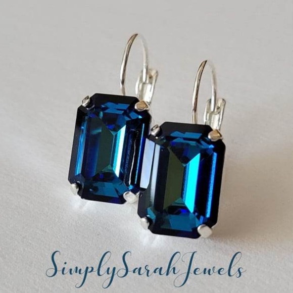 Austrian Crystal Earrings in Silver - Picture 1 of 10